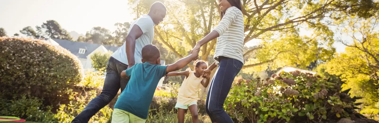 family playing outside