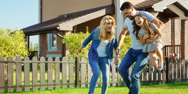 family playing outside
